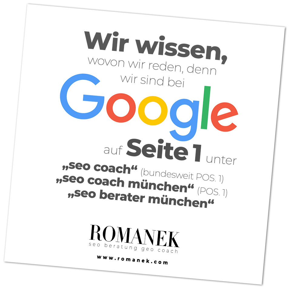 Wir wissen wovonn wir reden, denn wir sind bei Google auf Seite 1